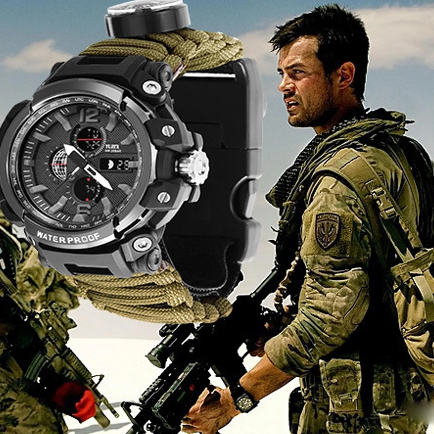 Wilderness Survival Outdoor Hiking Watch, 50M Water Resistant, Compass and More, Your Ultimate Backcountry Companion!