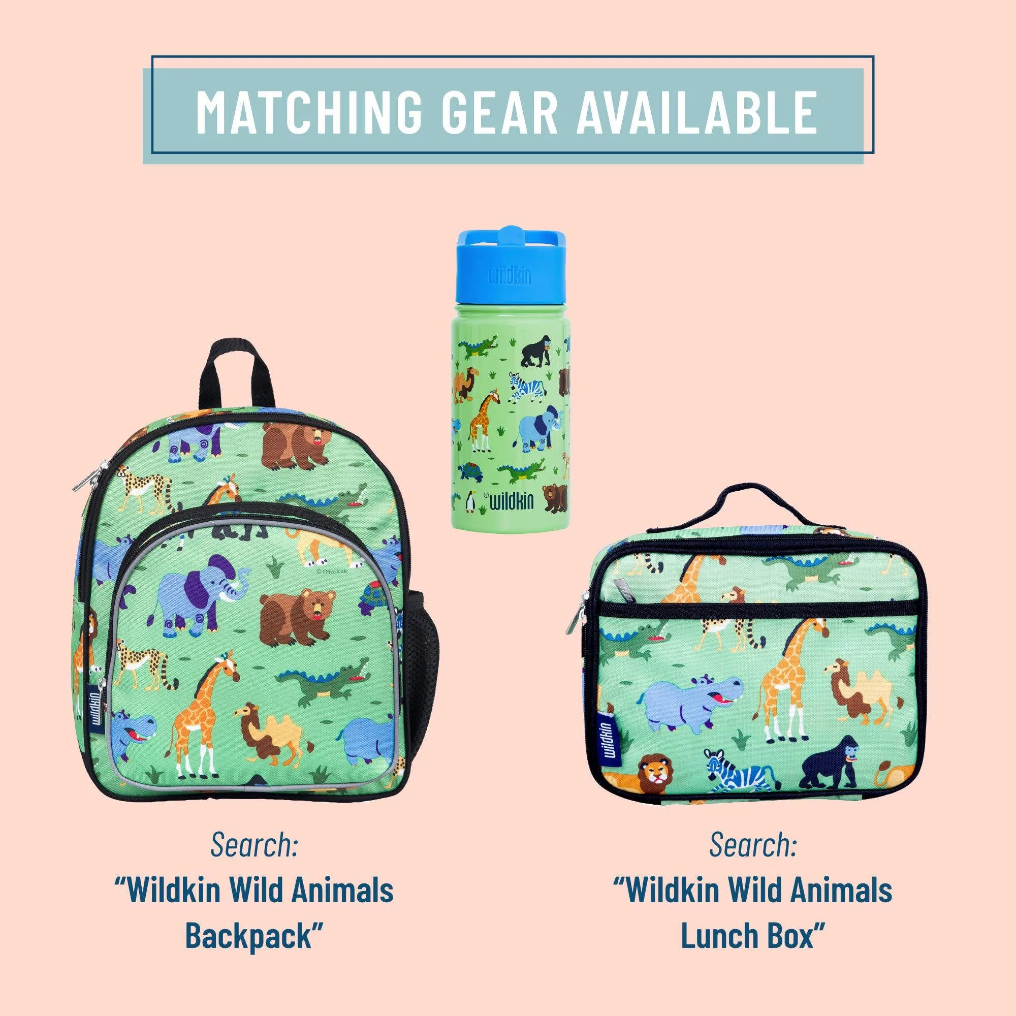 Wildkin Wild Animals 14 oz Steel Bottle