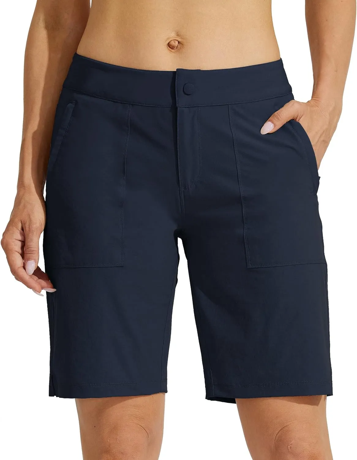 Willit Women's Golf Hiking Shorts 9" Quick Dry Athletic Long Summer Shorts Pockets Water Resistant