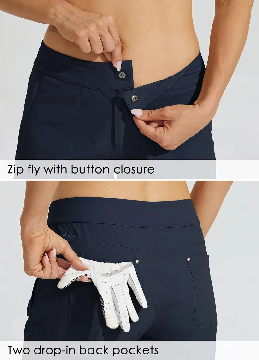 Willit Women's Golf Hiking Shorts 9" Quick Dry Athletic Long Summer Shorts Pockets Water Resistant
