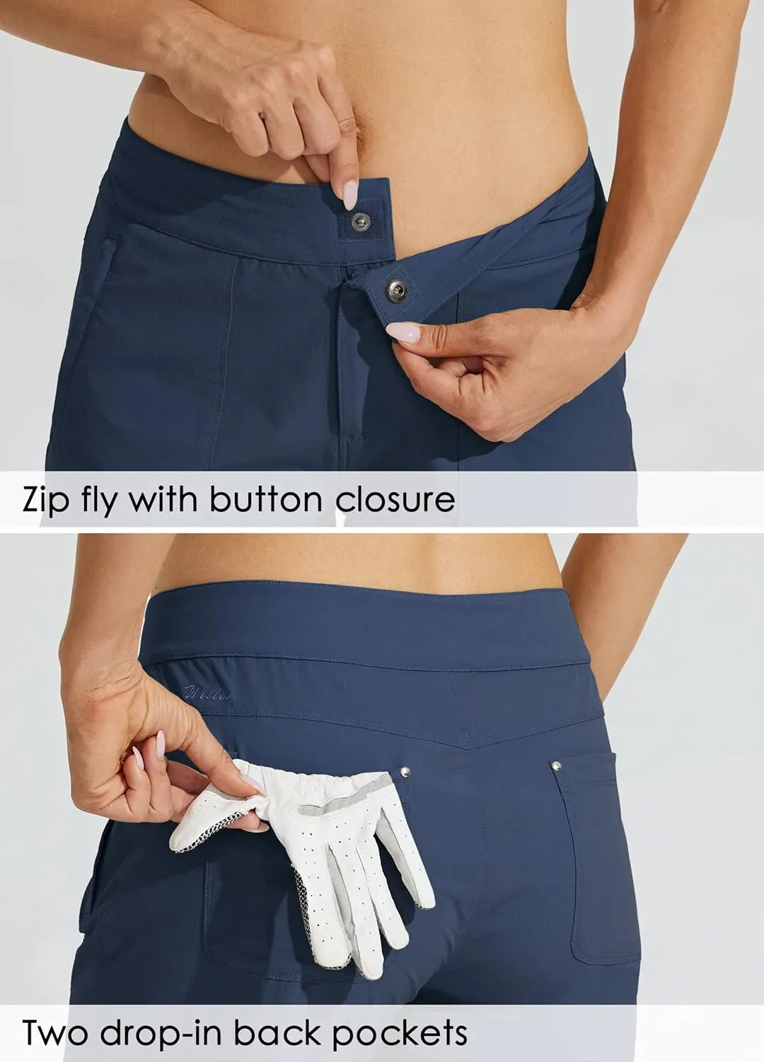 Willit Women's Golf Hiking Shorts 9" Quick Dry Athletic Long Summer Shorts Pockets Water Resistant