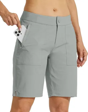 Willit Women's Golf Hiking Shorts 9" Quick Dry Athletic Long Summer Shorts Pockets Water Resistant