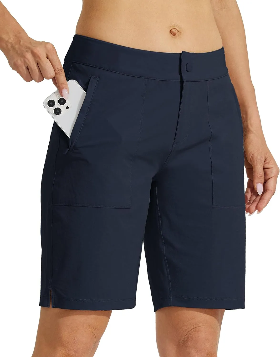 Willit Women's Golf Hiking Shorts 9" Quick Dry Athletic Long Summer Shorts Pockets Water Resistant