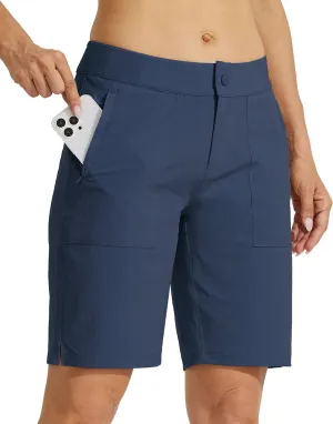 Willit Women's Golf Hiking Shorts 9" Quick Dry Athletic Long Summer Shorts Pockets Water Resistant