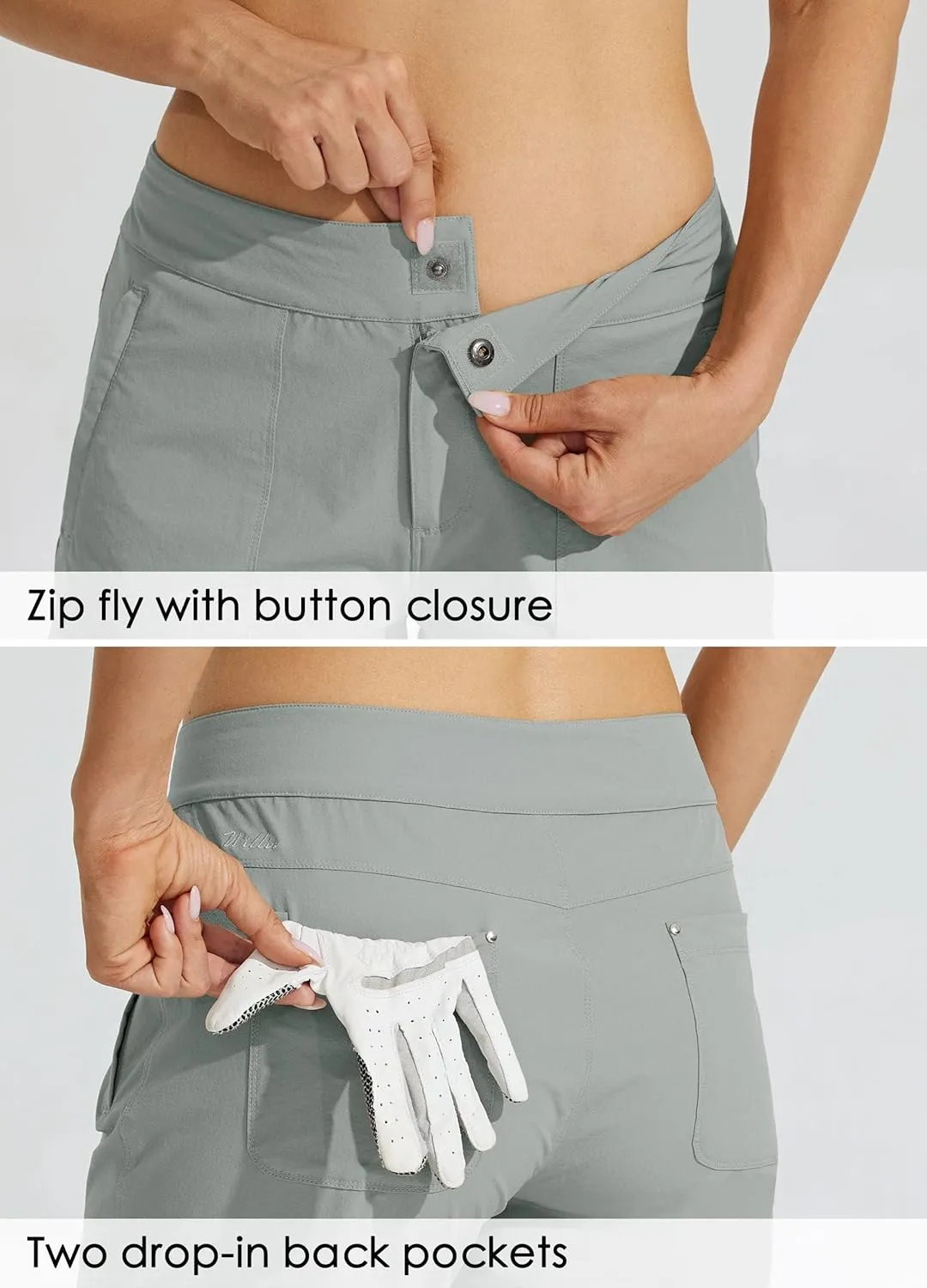 Willit Women's Golf Hiking Shorts 9" Quick Dry Athletic Long Summer Shorts Pockets Water Resistant