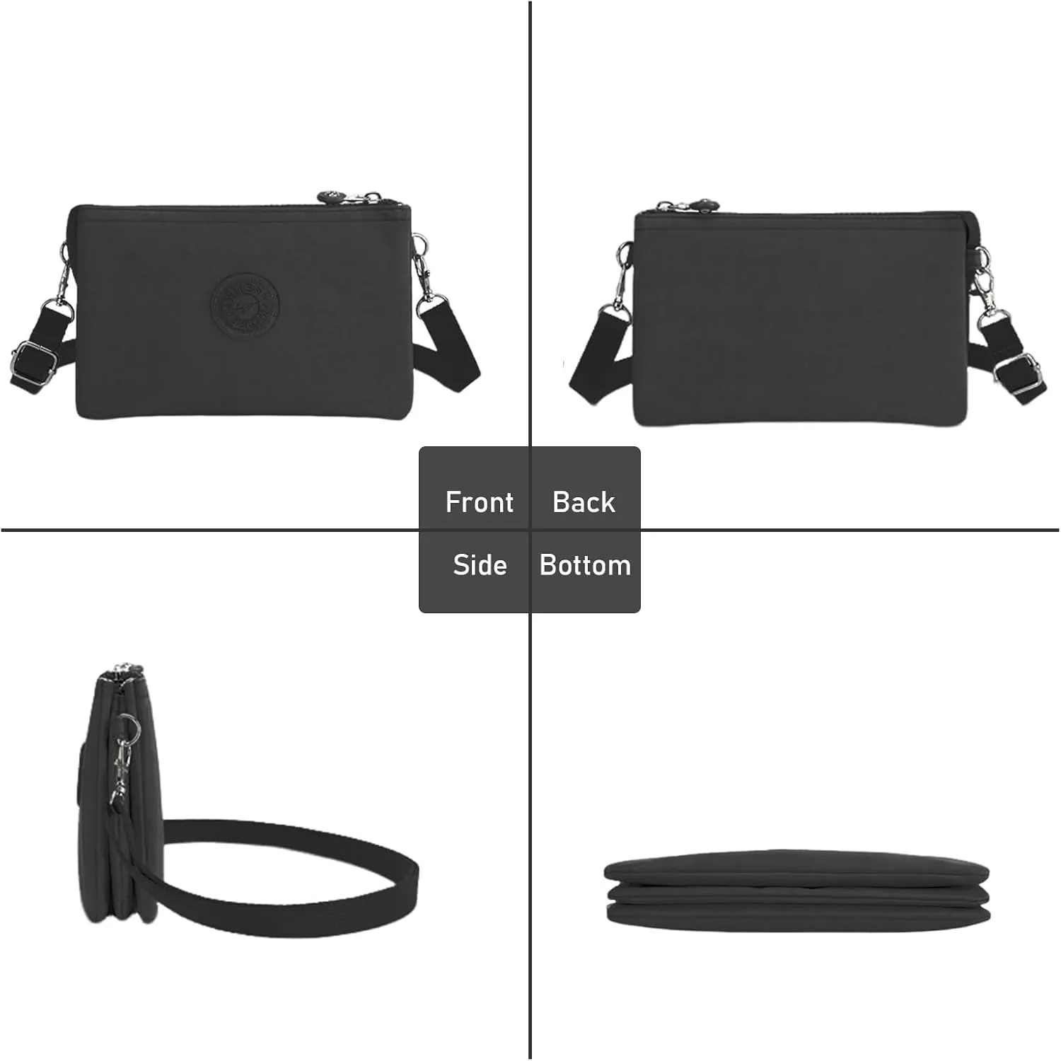 WITERY Wristlet Purse for Women - Waterproof Nylon Multi Pocket Small Clutch Purse with Shoulder and Wrist Straps