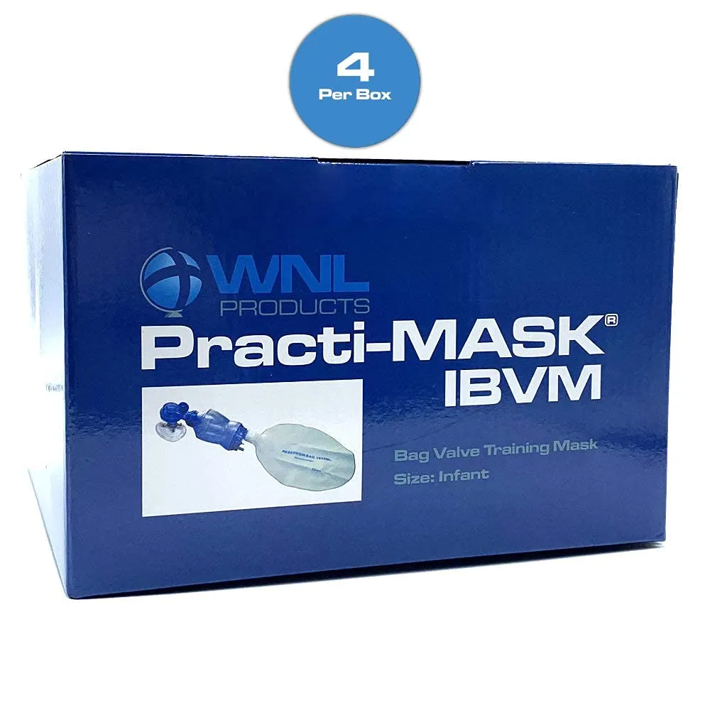 WNL Products 5000IBVM Practi-Mask BVM CPR Training Includes 4 Infant CPR Training Practi-Masks, 4 Infant Bag Valve Squeeze, 4 Reservoir Bags (4 Pack)