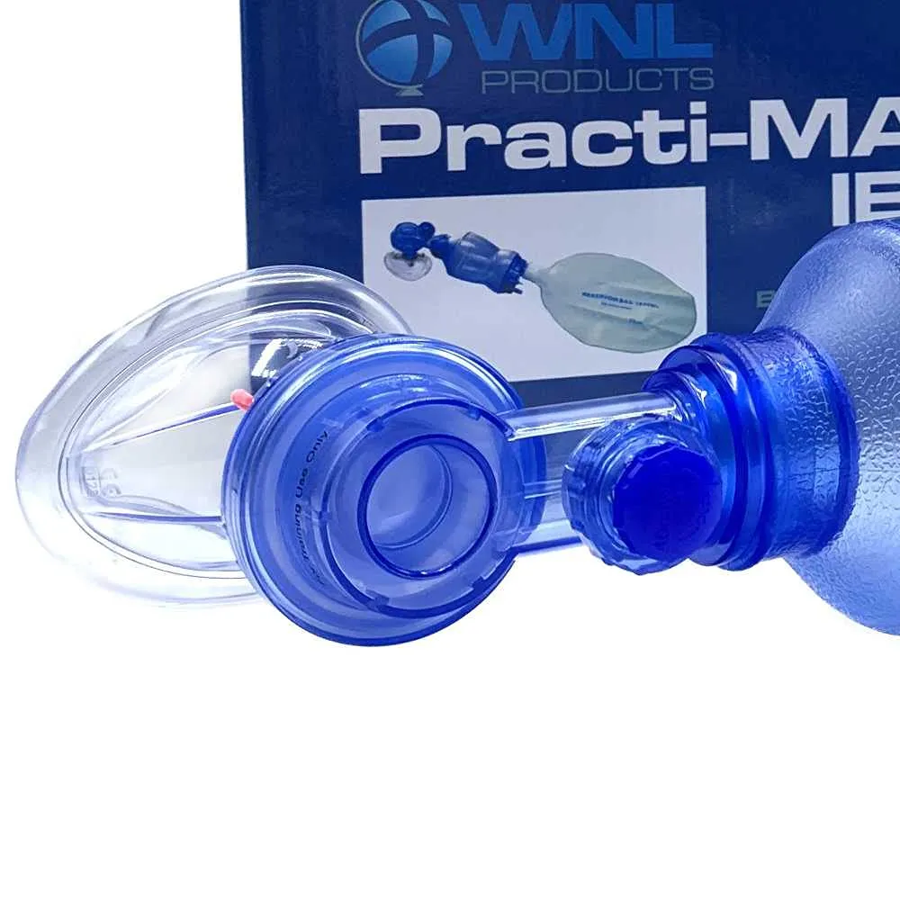 WNL Products 5000IBVM Practi-Mask BVM CPR Training Includes 4 Infant CPR Training Practi-Masks, 4 Infant Bag Valve Squeeze, 4 Reservoir Bags (4 Pack)