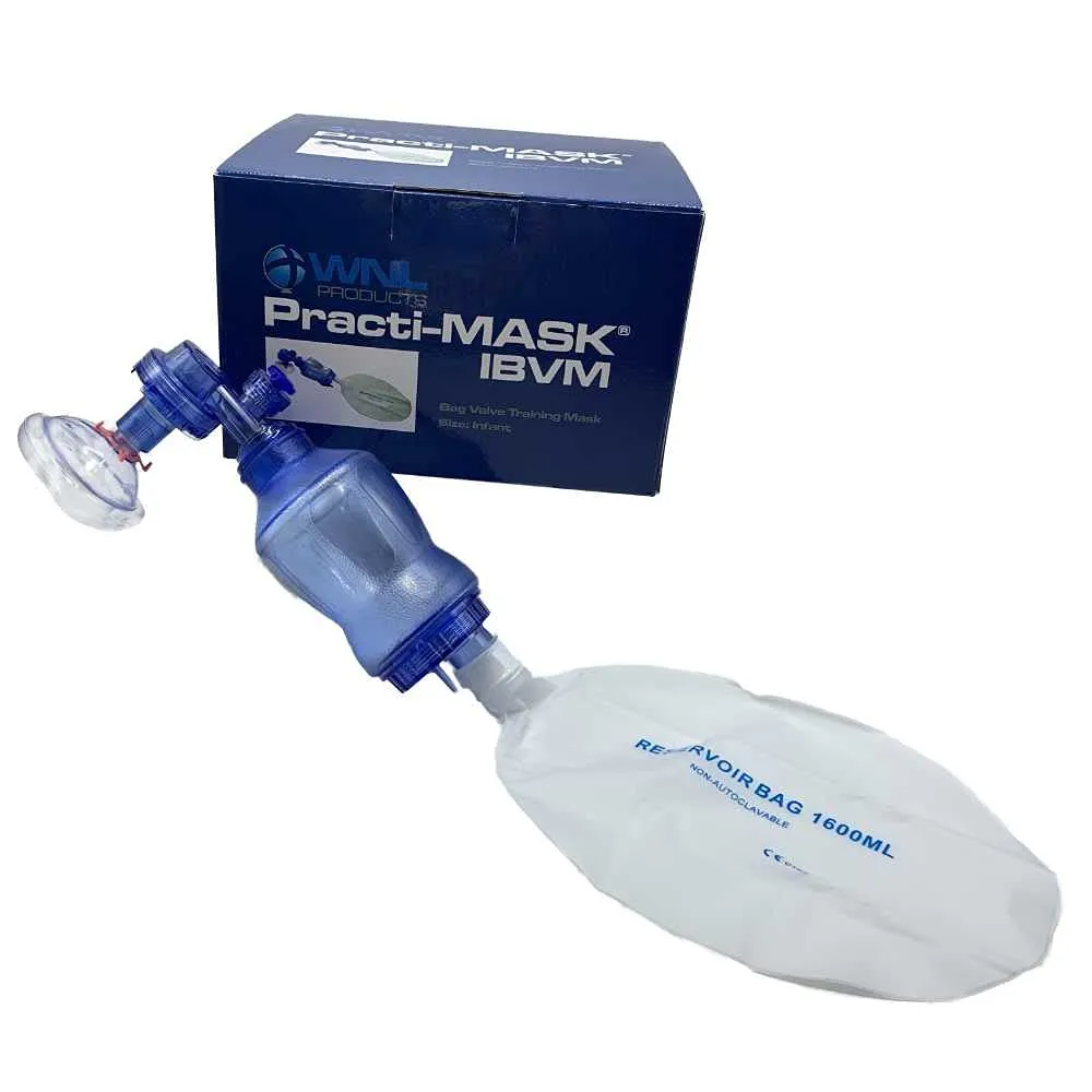 WNL Products 5000IBVM Practi-Mask BVM CPR Training Includes 4 Infant CPR Training Practi-Masks, 4 Infant Bag Valve Squeeze, 4 Reservoir Bags (4 Pack)