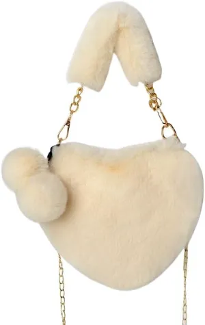 Women Hand Bags Plush Love Heart Shaped Fashionable Solid Color Soft Purses and Handbags Bags for Women