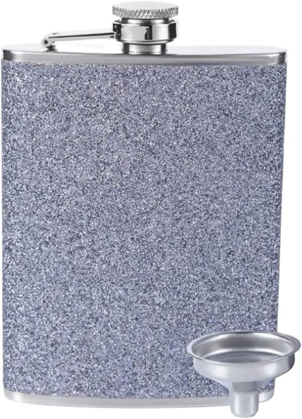Women Men Portable Travel Small Flasks Stainless Steel Flasks with Funnel Wedding Party Birthdays 8Oz(Silver)