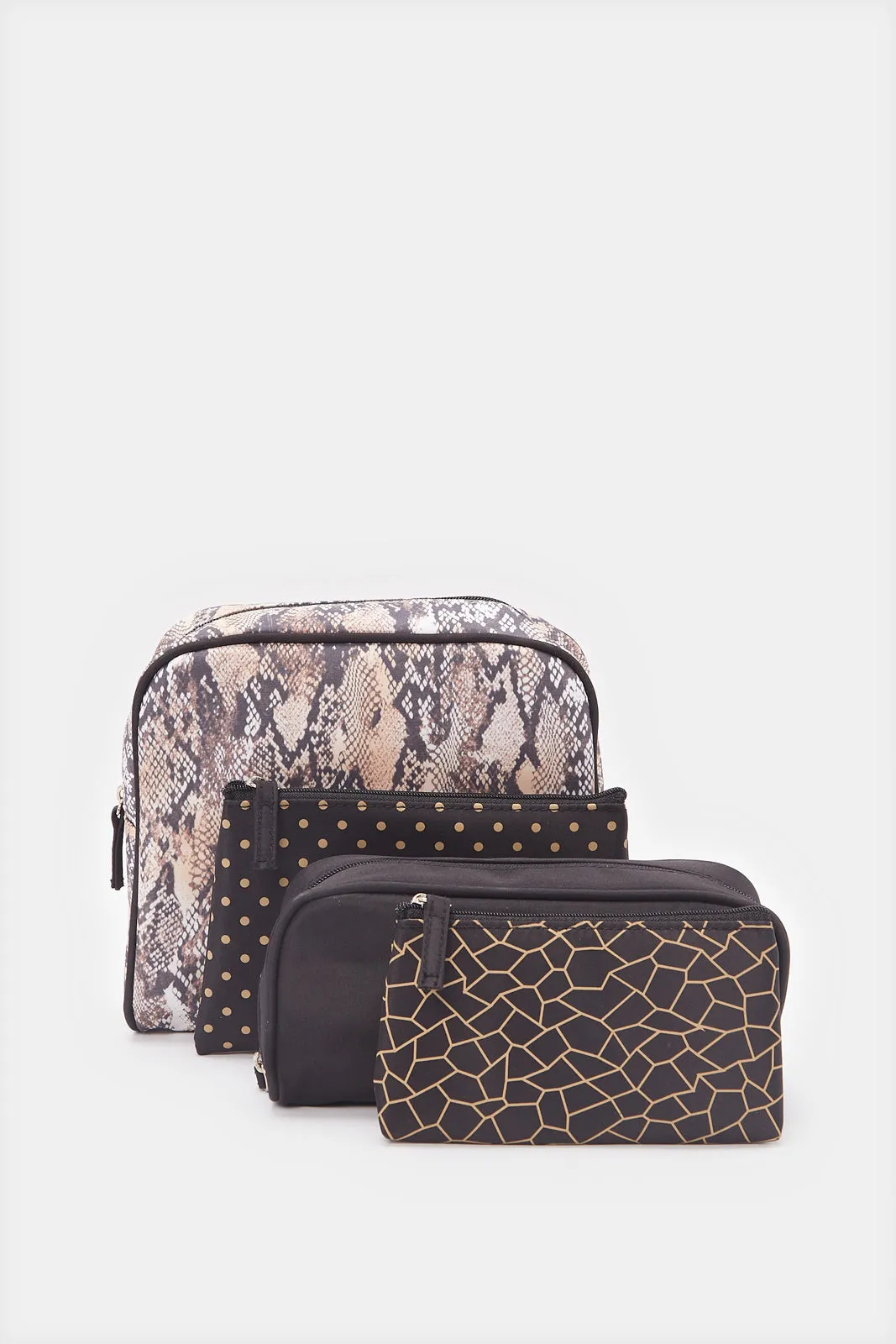 Women Multicolor Printed Cosmetic Pouch Set (4 Piece)