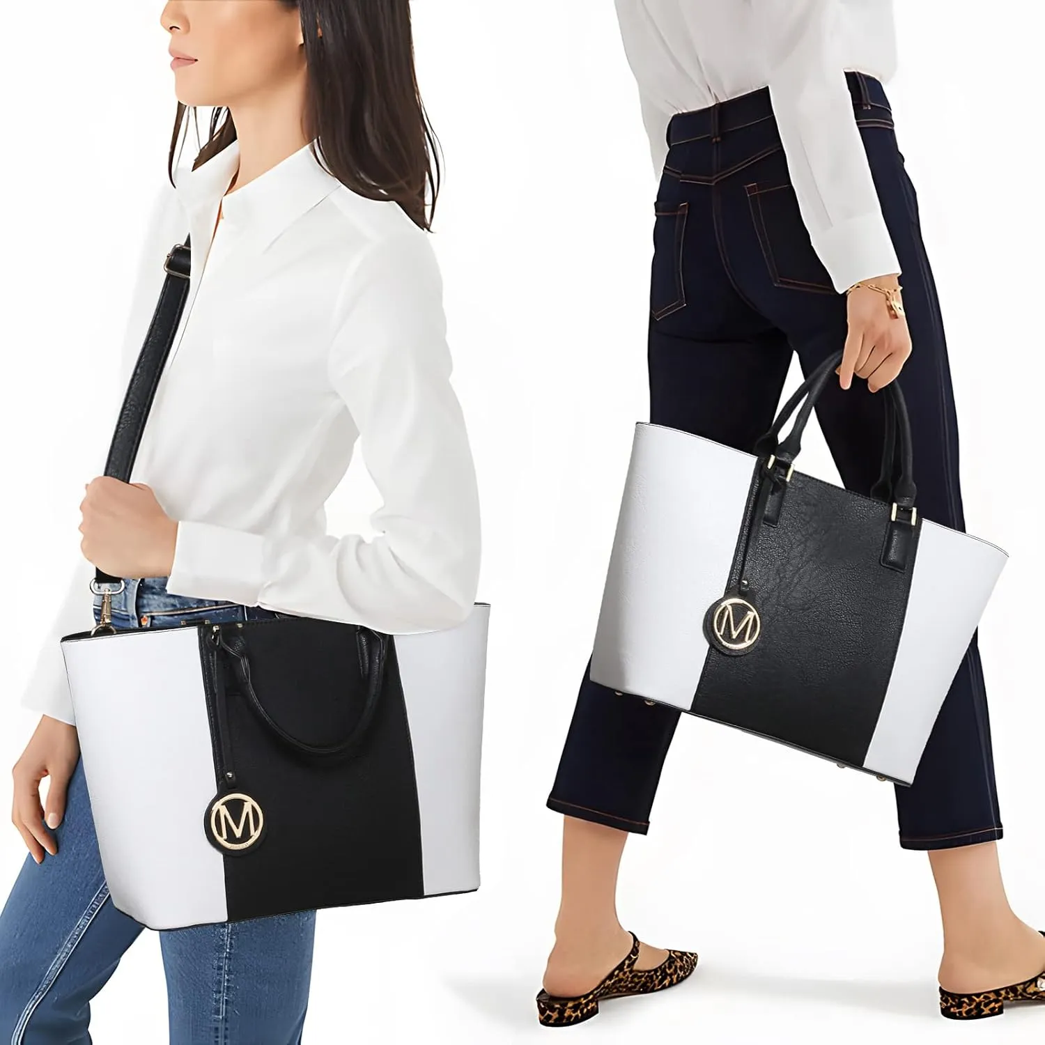 Women Purses Handbags and Wallets Set Designer Top HandleTote Bag Two Tone Shoulder Bag 2pcs