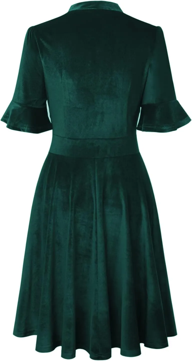 Women Summer Floral Ruffle Sleeve Wear to Work Church Wedding Guest Party Dresses