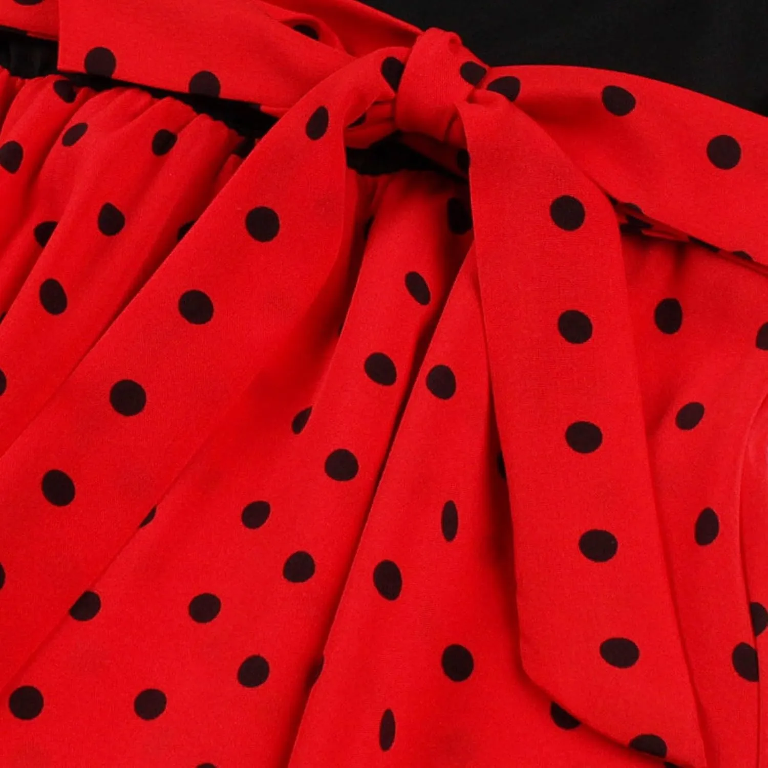 Women Vintage Polka Dot 1950s Audrey Retro Rockabilly Prom Dress Causal Long Sleeve Ruffle Club Party Cocktail Dress