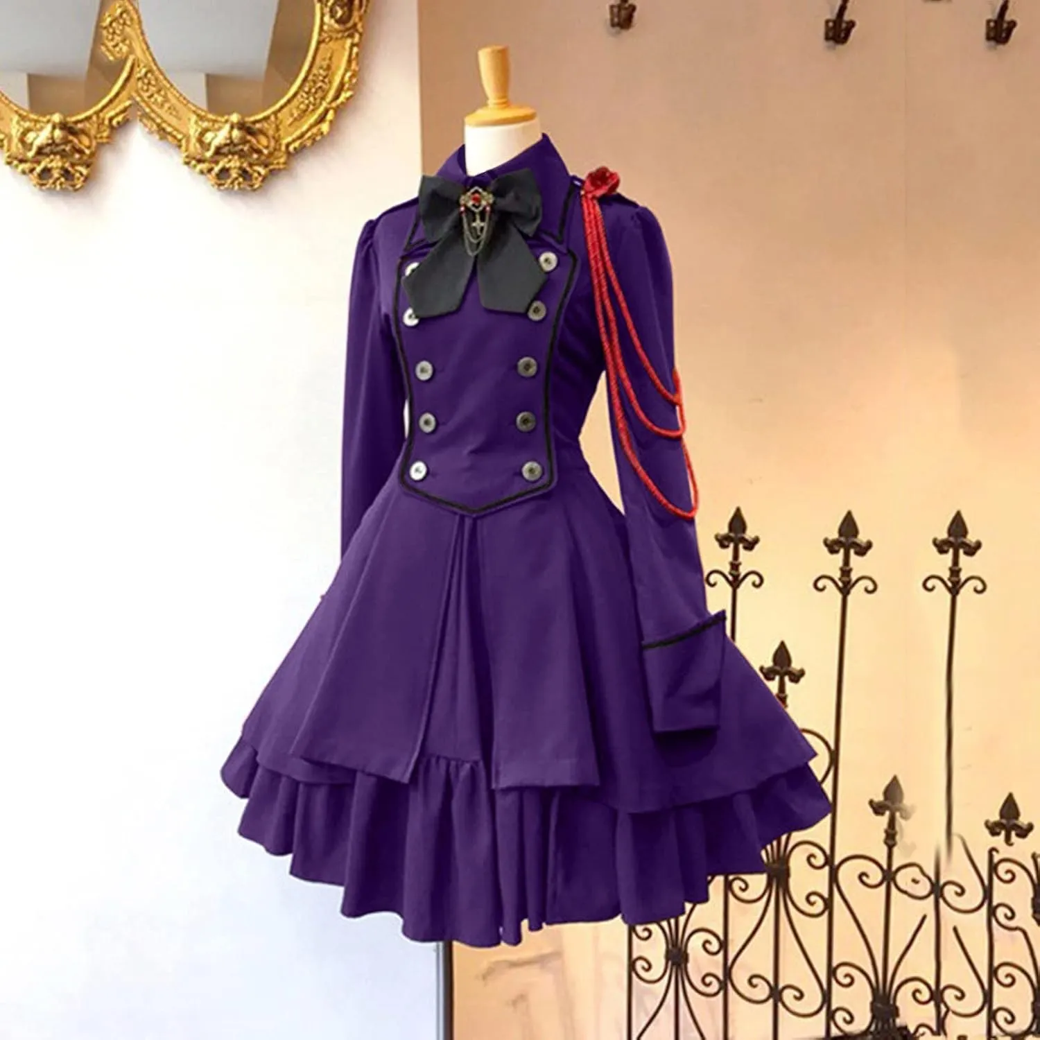 Women's 1950s Vintage Rockabilly Swing Dress Gothic Renaissance Retro Cosplay Victorian Vintage Retro Gown Dress