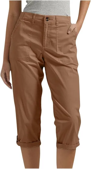 Womens Cargo Capris with Pocket Quick Dry Elastic Waist Hiking Pants Lightweight Casual Travel Running Capri Joggers