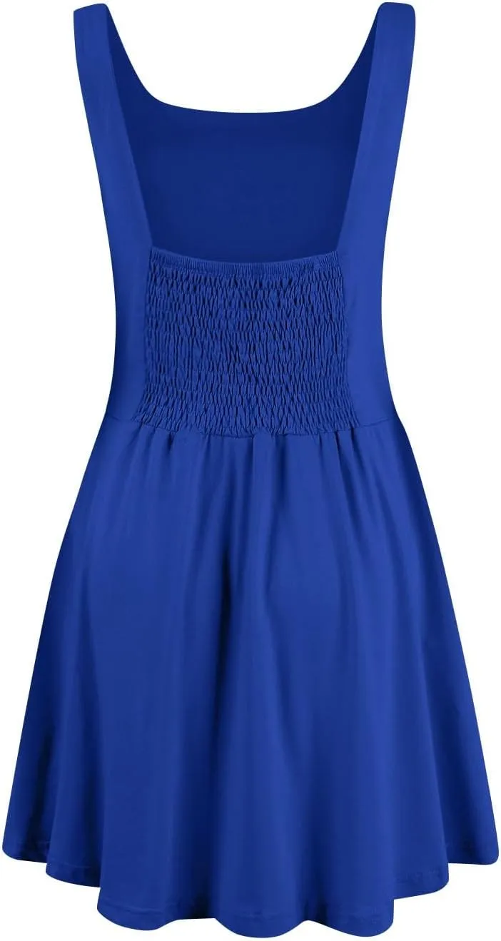 Womens Drop Waist Dress Casual Scoop Neck Backless Mini Tank Dress Summer Vacation Beach Dress Athletic Tennis Dress