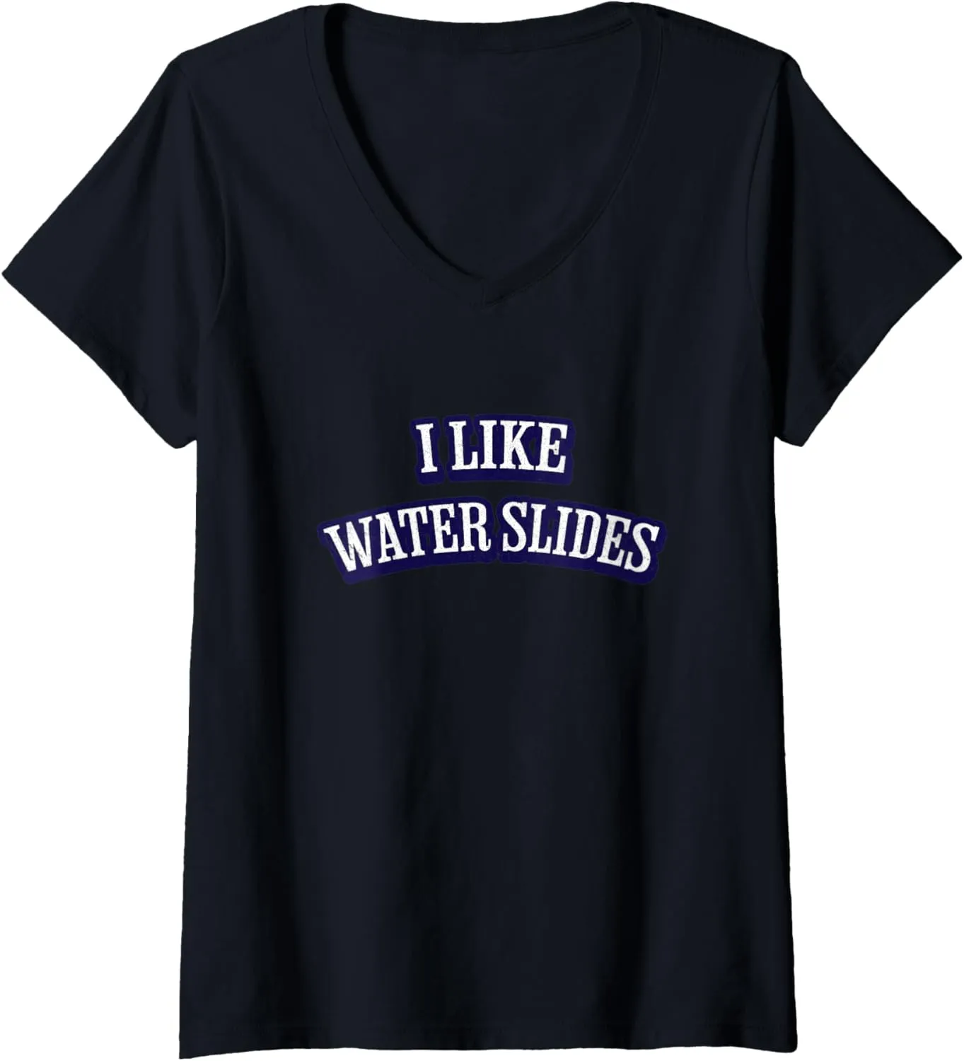Womens Funny "I Like Water Slides" Vintage Logo by Turbo Volcano V-Neck T-Shirt