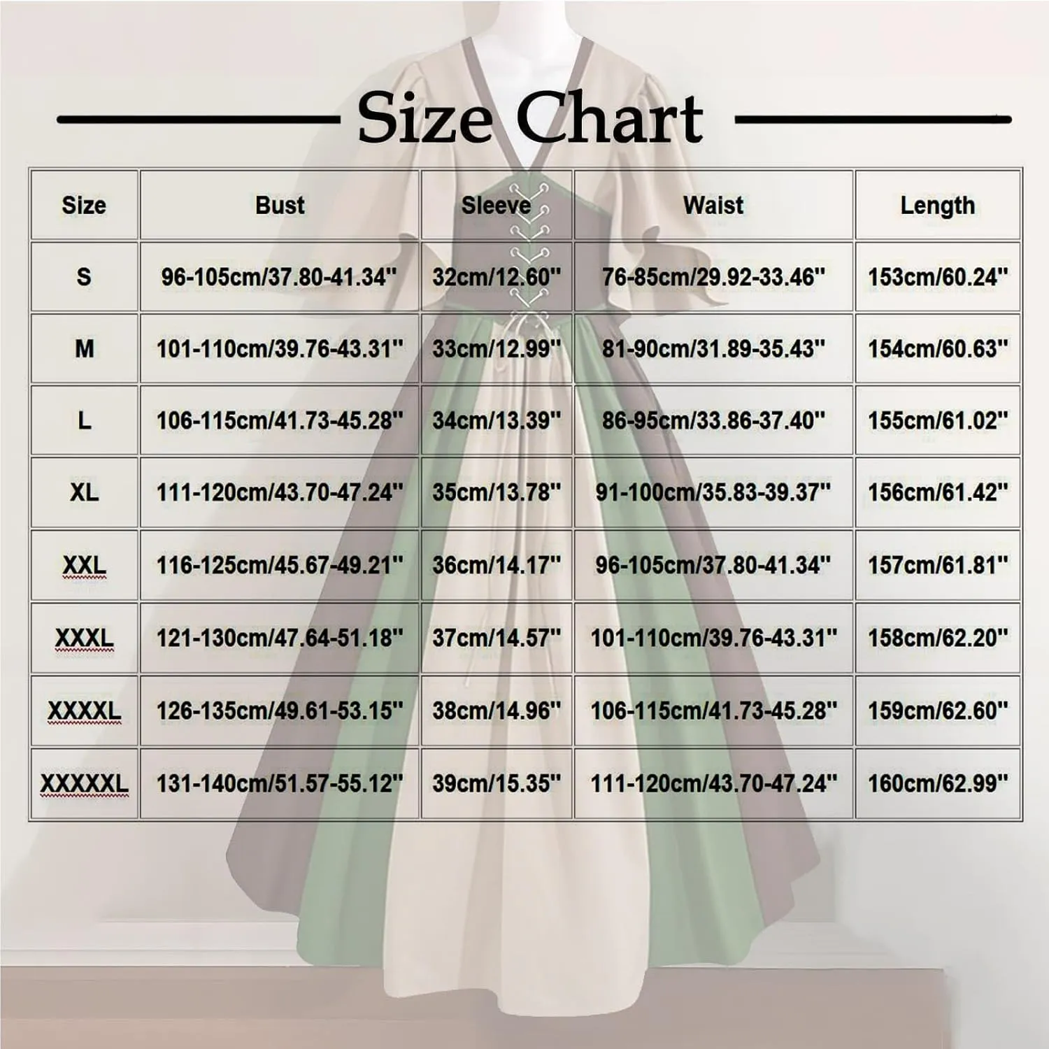 Women's Gothic Maxi Dresses with Corset, Medieval Court Style Flying Sleeves V-Neck Contrast Cocktail Swing Dress
