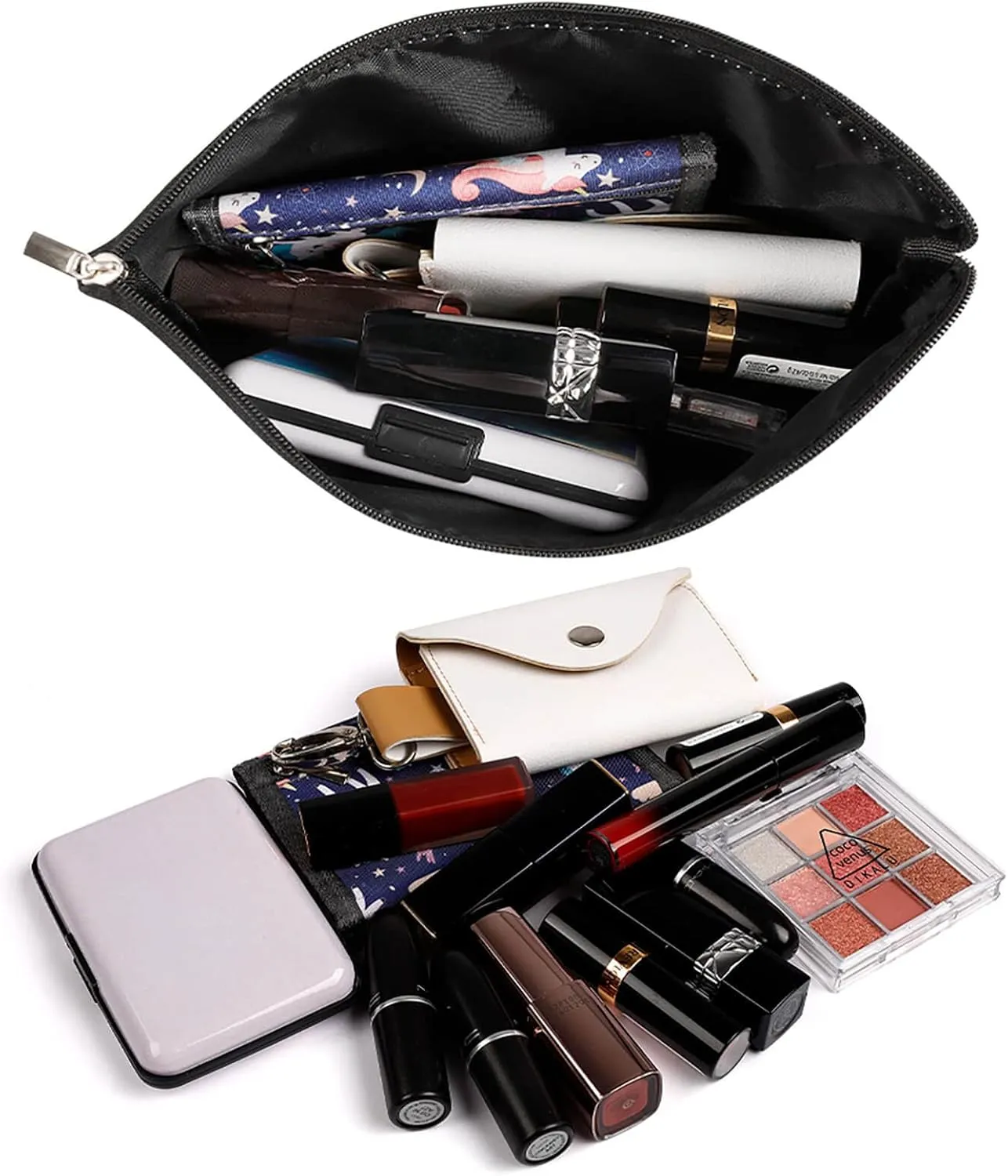 Womens Makeup Organizer Pouch, Aesthetic Cosmetic Bag Portable Zipper Toiletry Purse Colorful Lion Galaxy Art Makeup Bag Travel Accessories
