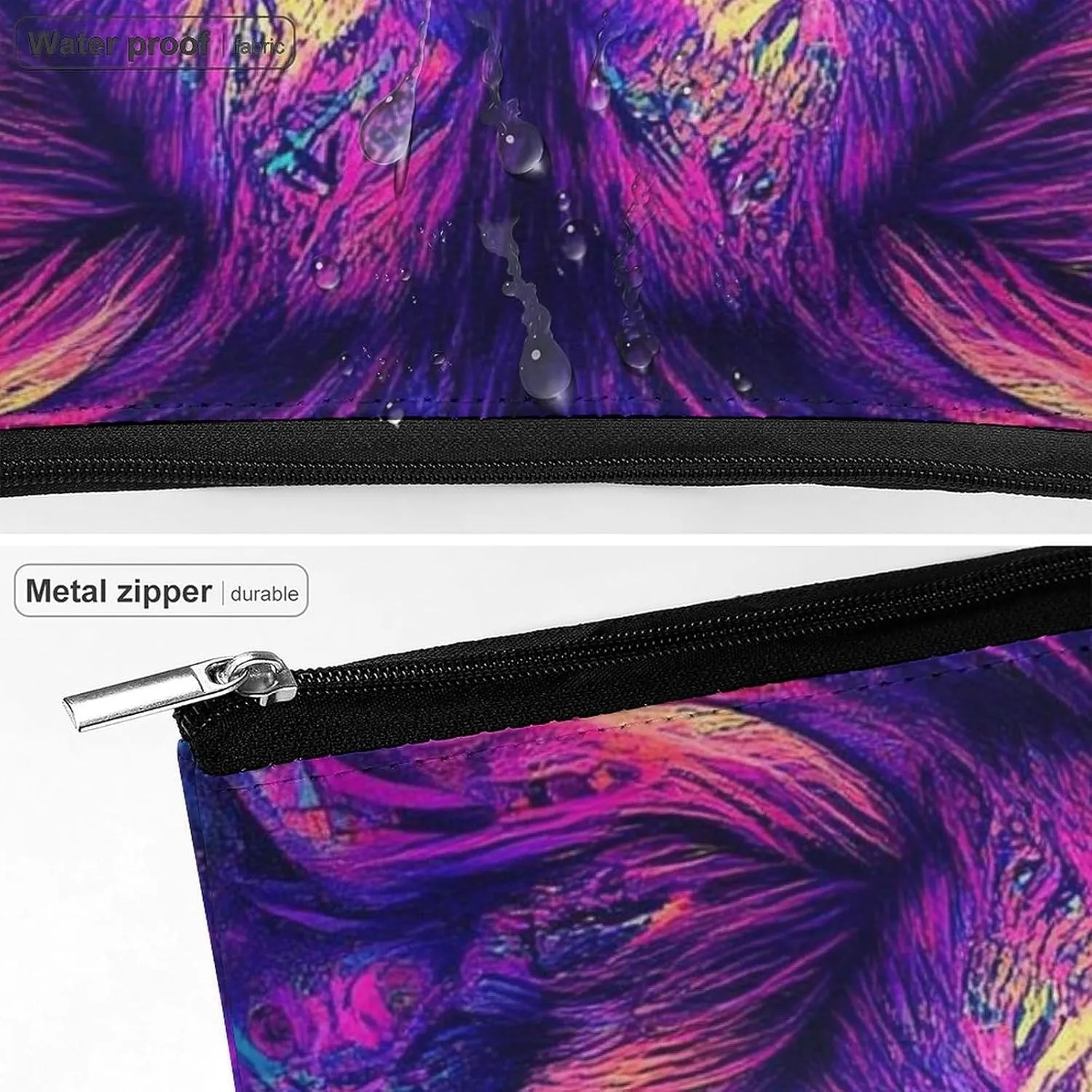 Womens Makeup Organizer Pouch, Aesthetic Cosmetic Bag Portable Zipper Toiletry Purse Colorful Lion Galaxy Art Makeup Bag Travel Accessories