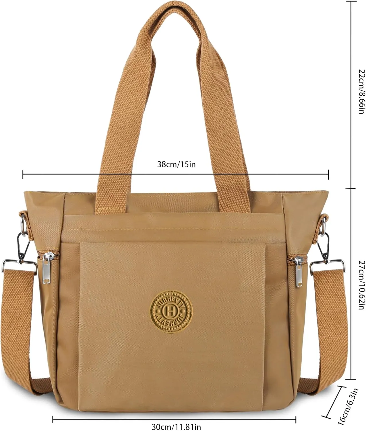 Women's Nylon Tote Bag with Zipper for Work or Travel