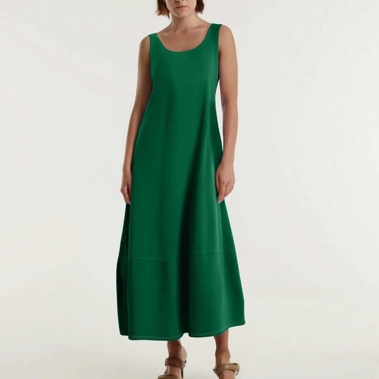 Women's Sleeveless Maxi Casual Loose Fit Long Sundress with Pockets for Summer Beach Vacation