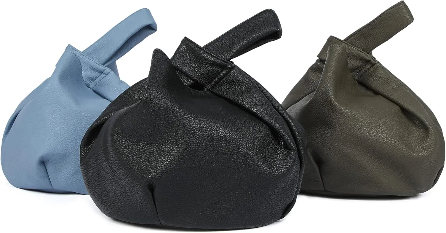 Women's Small Tote Bag for Women Soft Leather Top Handle Bag Wristlet Knot Pouch Purses and Handbags