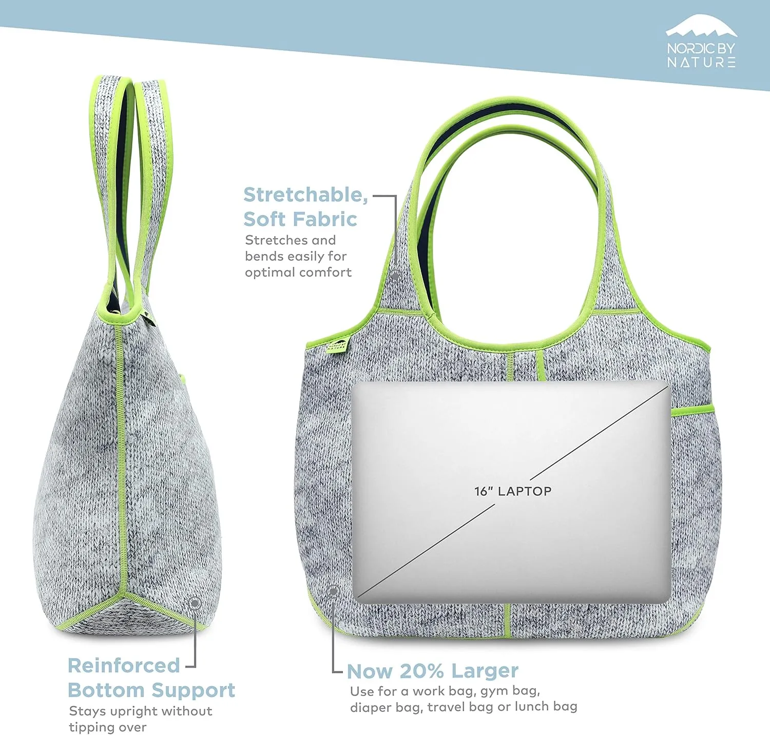 Women's Soft Tote Shoulder Bag Neoprene Handbag Laptop Computer Travel Bag Purse