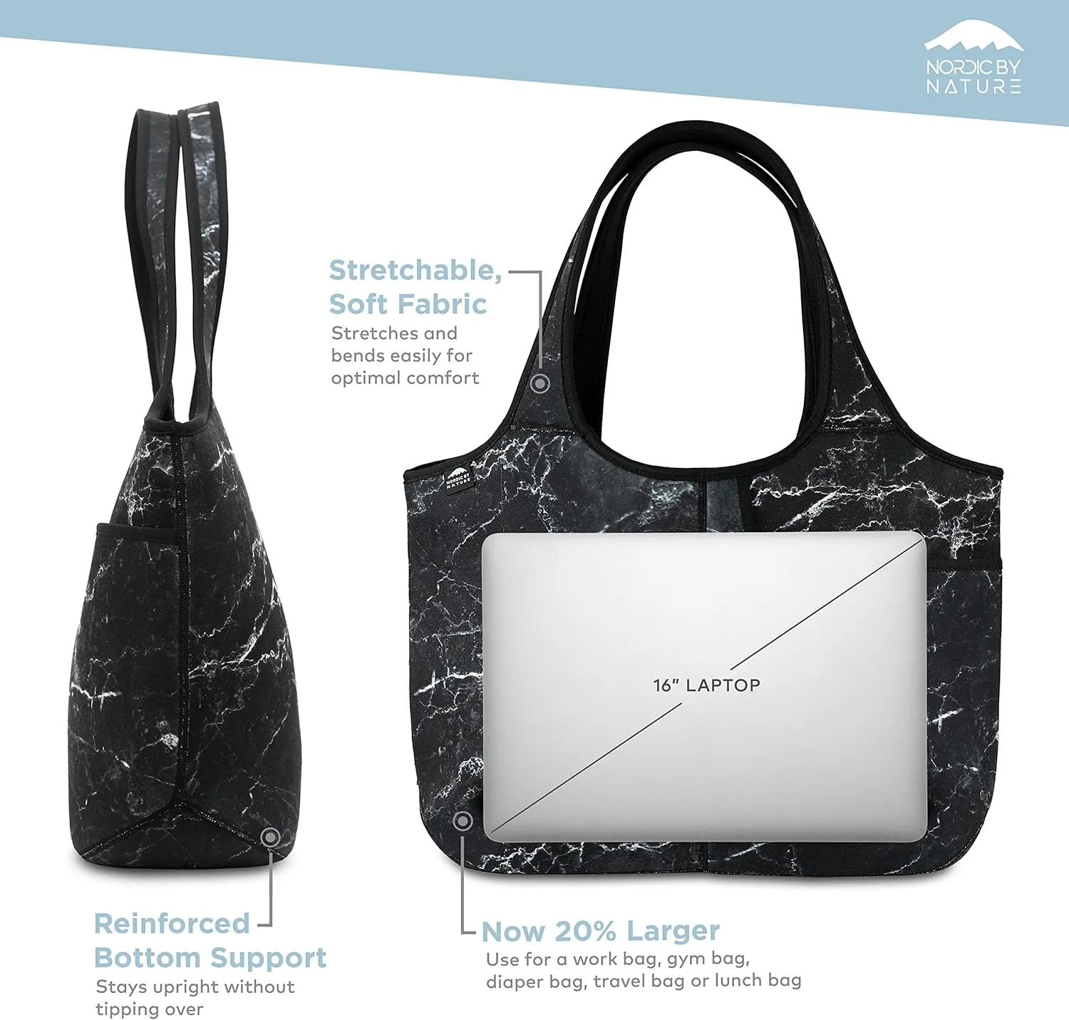 Women's Soft Tote Shoulder Bag Neoprene Handbag Laptop Computer Travel Bag Purse