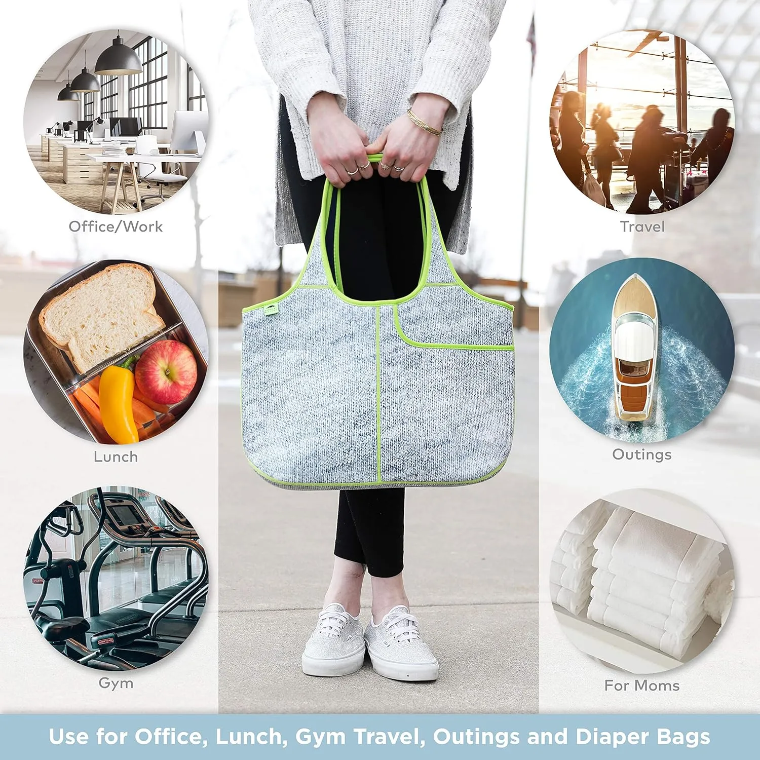 Women's Soft Tote Shoulder Bag Neoprene Handbag Laptop Computer Travel Bag Purse