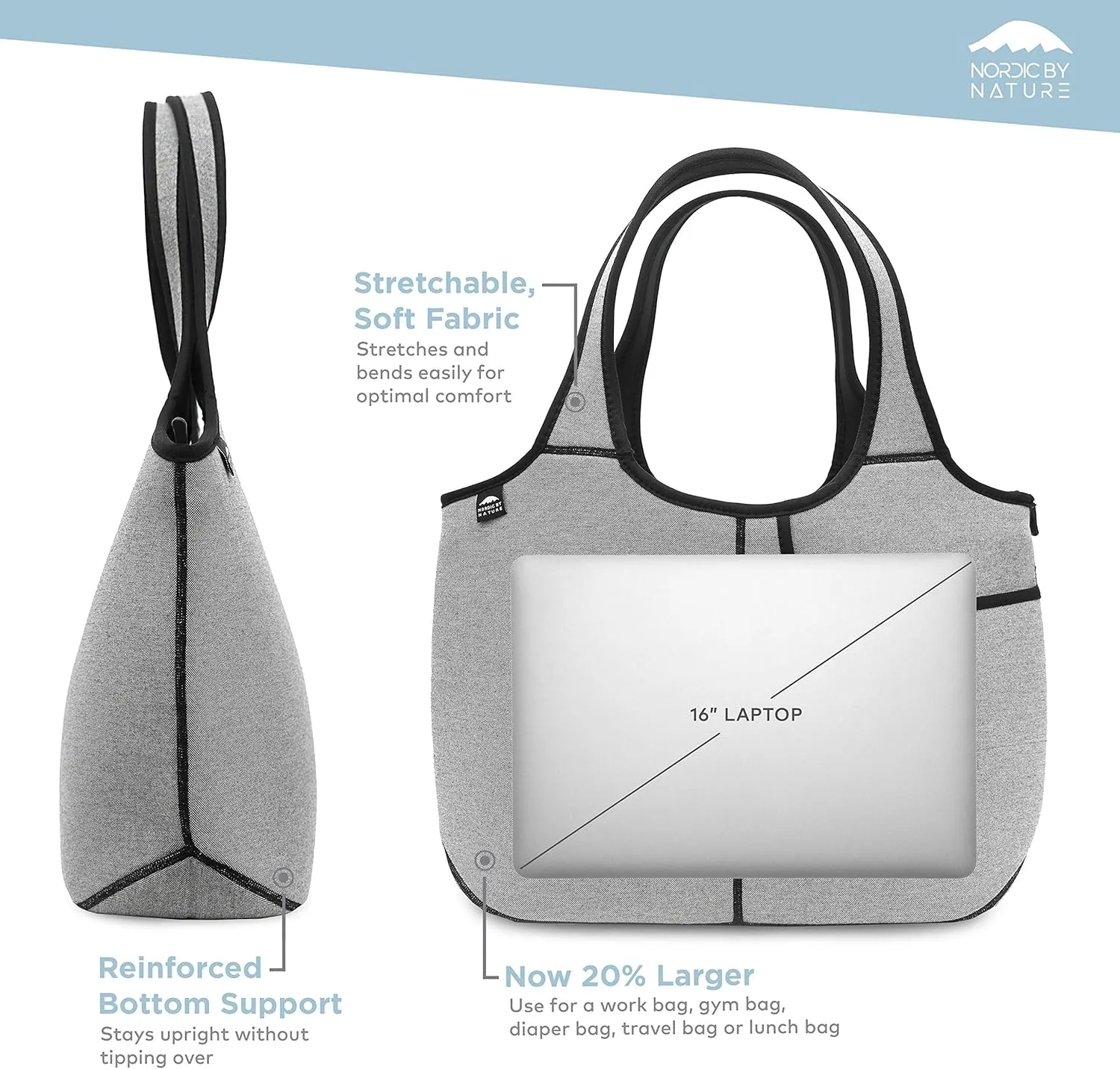 Women's Soft Tote Shoulder Bag Neoprene Handbag Laptop Computer Travel Bag Purse