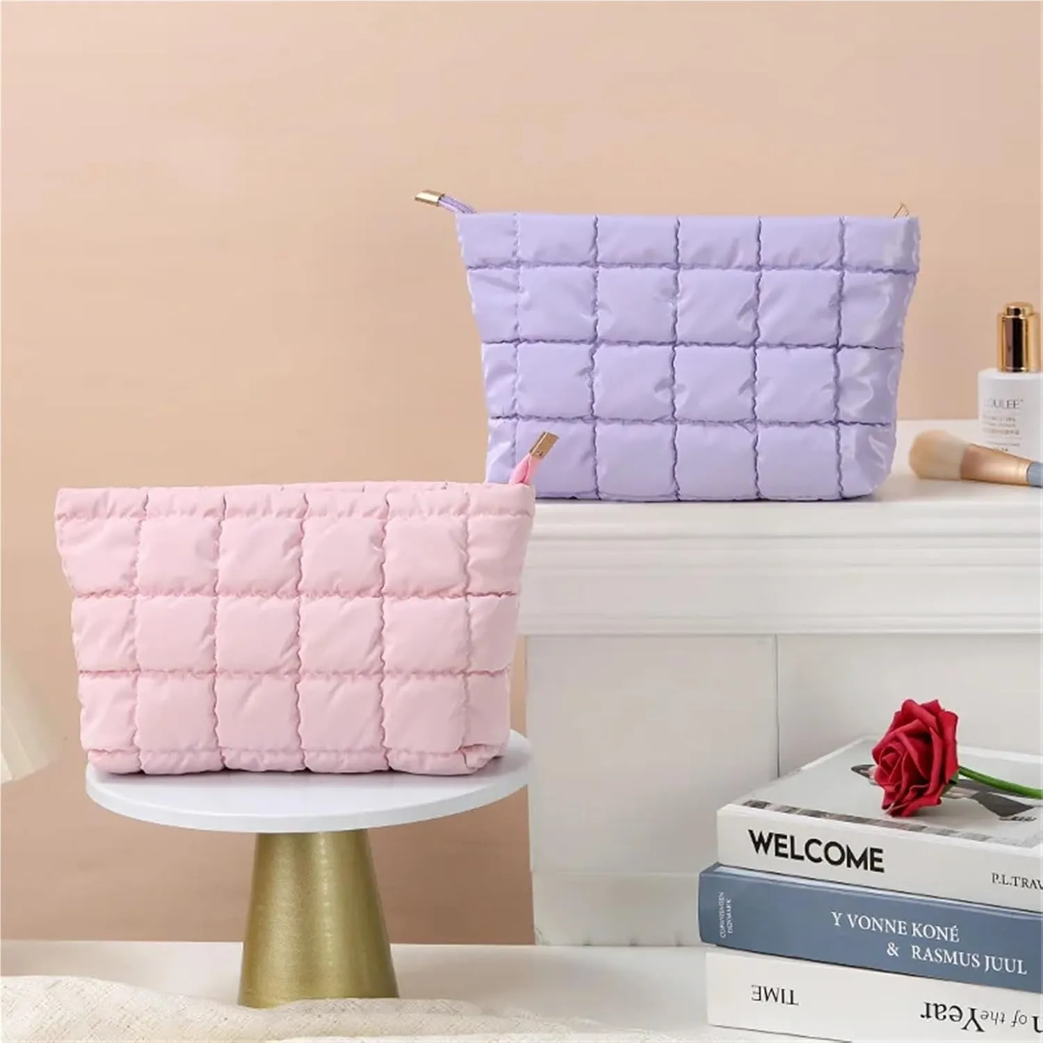 Women’s Stylish Cosmetic Handbag - Large Capacity Travel Makeup Organizer for Lipsticks and Essentials(PURPLE)