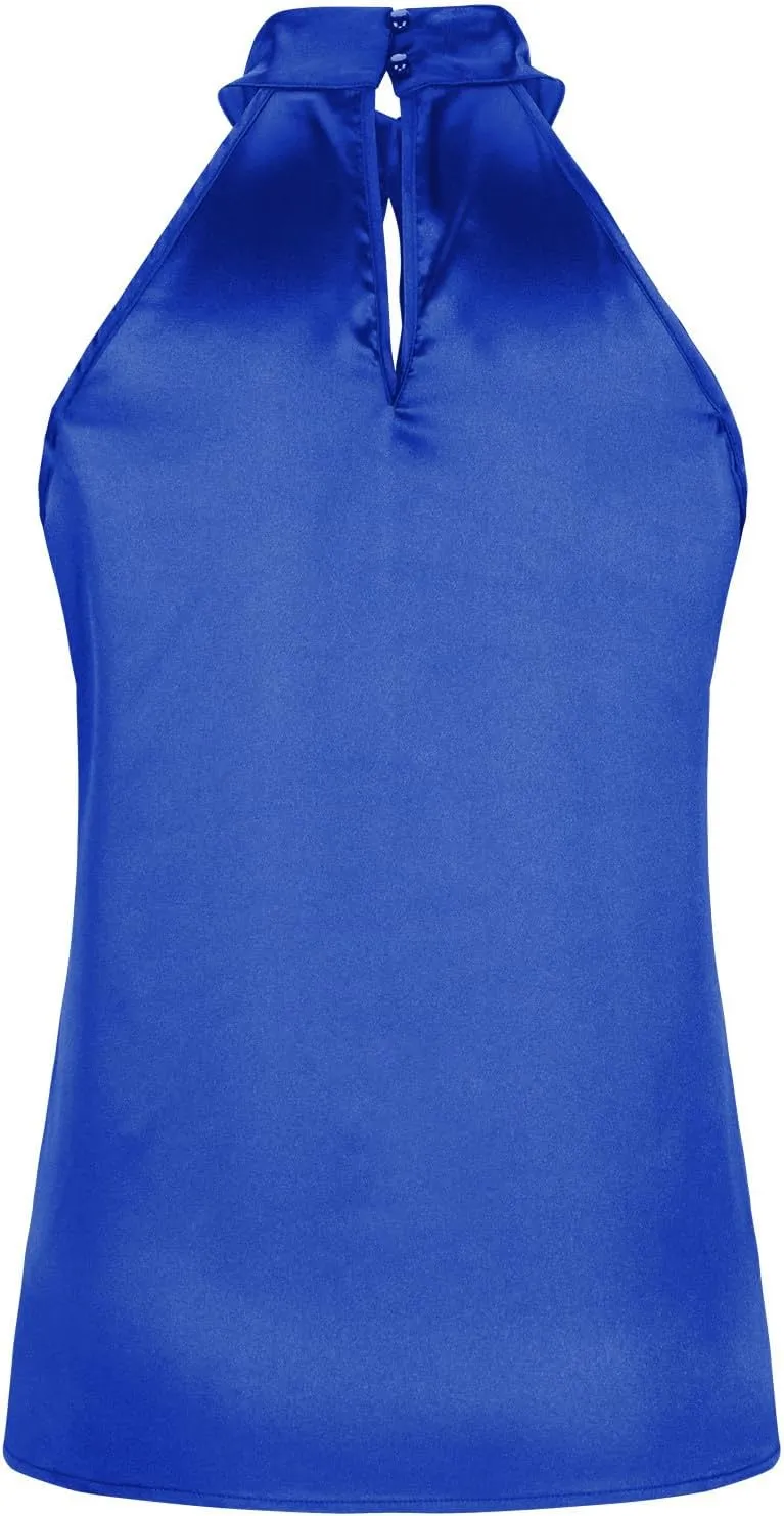 Women's Summer Halter Tops Casual Sleeveless Shirts Keyhole Neck Satin T-Shirts Off Shoulder Tank Tops Camis 2024