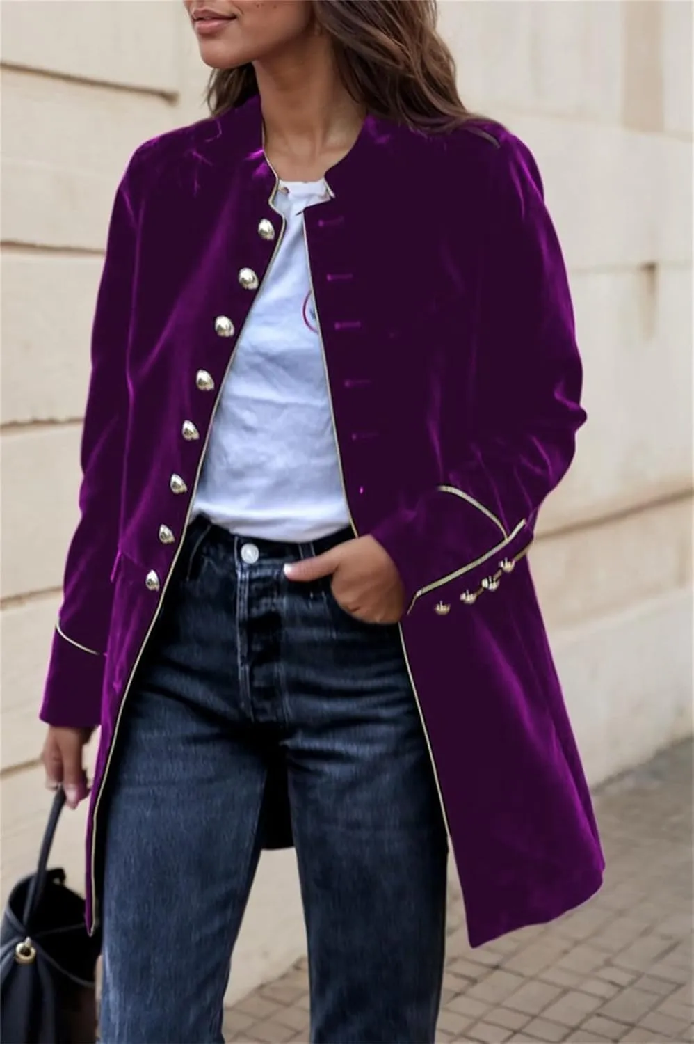 Women's Velvet Button Down Blazer Jackets Dressy Casual Notched Pea Coats Fall Office Wear Business Outfits Outwear for Women