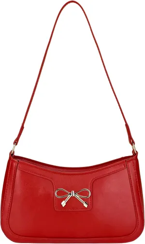 Women's Vintage Bow Accent Clutch Underarm Purses Bags PU Leather Shoulder Handbags Bags