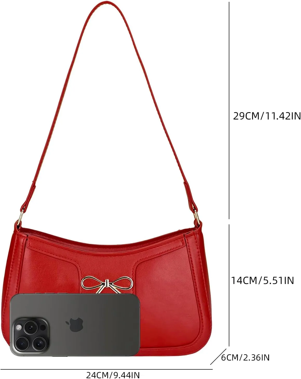 Women's Vintage Bow Accent Clutch Underarm Purses Bags PU Leather Shoulder Handbags Bags