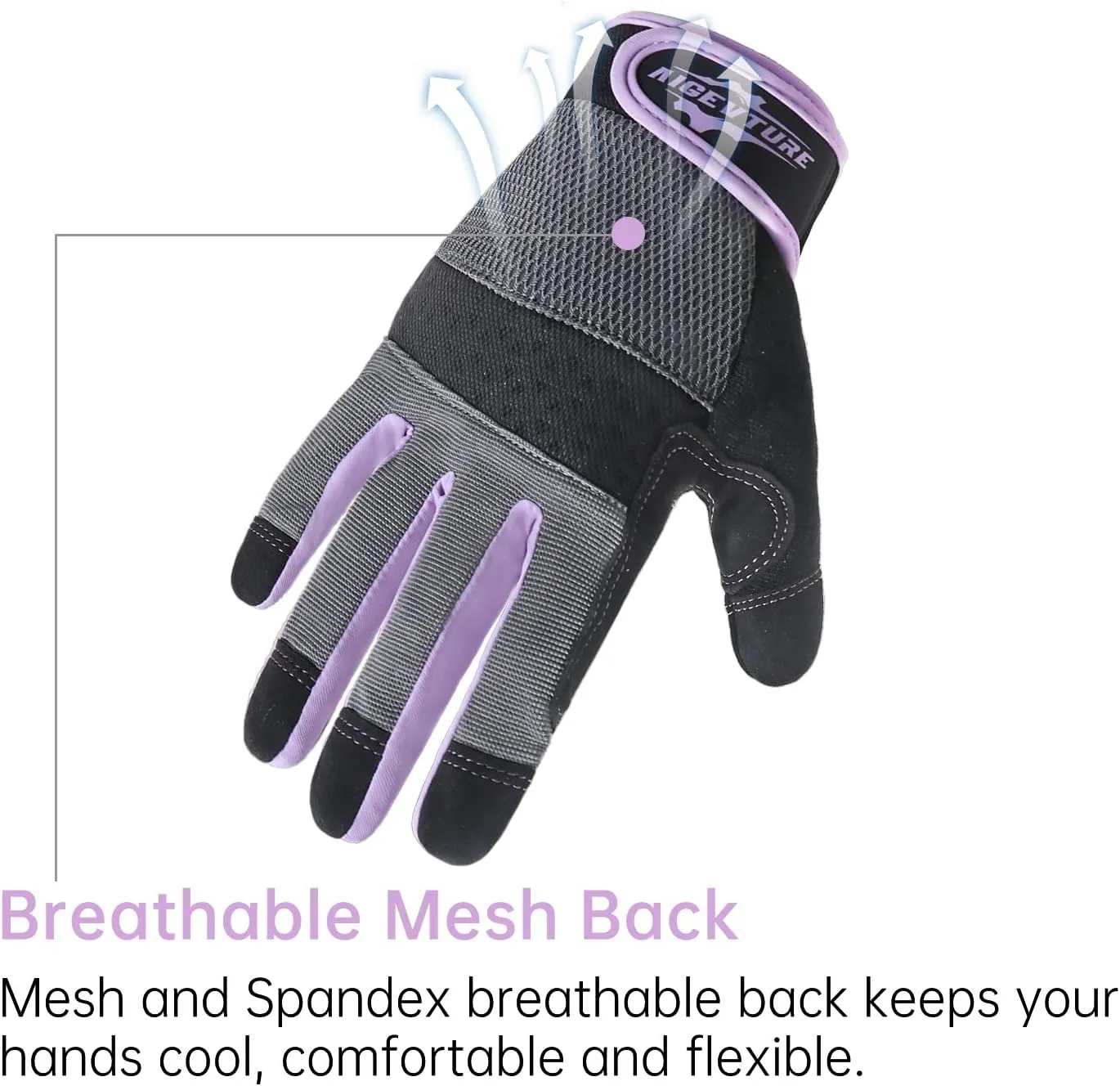Womens Work Gloves Small Working Gloves for Women Work Gloves Touch Screen,Breathable Mechanic Working Gloves Lightweight Purple S