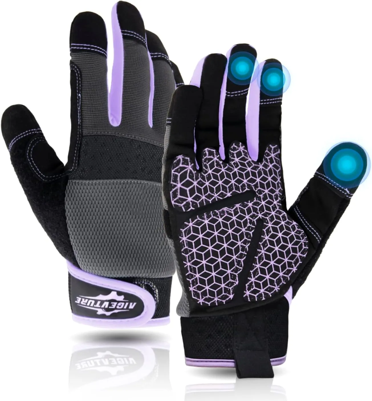 Womens Work Gloves Small Working Gloves for Women Work Gloves Touch Screen,Breathable Mechanic Working Gloves Lightweight Purple S