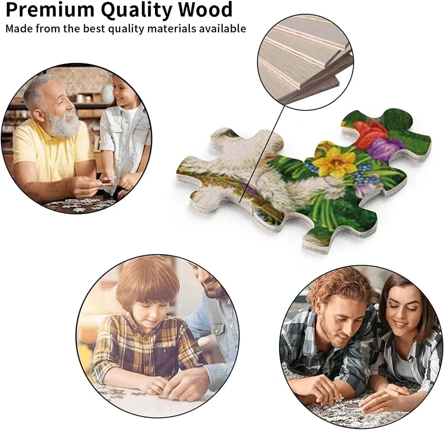 Wooden Jigsaw Puzzles for Adults 500 Piece Donkey and Fish Playful Interaction in Water Challenging Family Leisure Toys Impossible Hard Difficult Kids Game Artistic DIY Puzzles for School Supplies