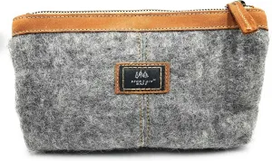 Wool and Pure Leather Luxury Travelers Small Cosmetic Bag, Toiletries, or Utility Bag For Students, Women and Men. Perfect size to fit inside your purse.