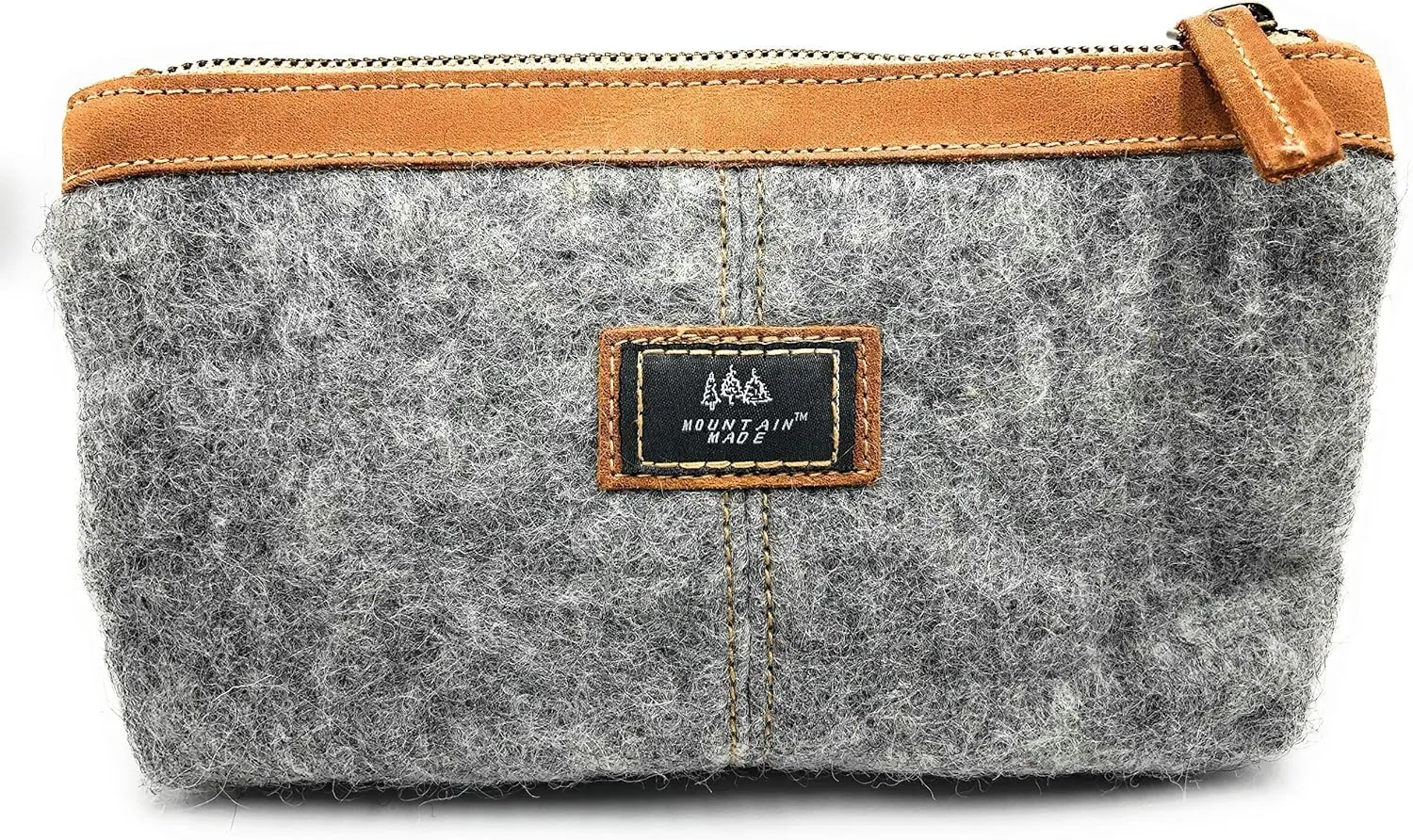 Wool and Pure Leather Luxury Travelers Small Cosmetic Bag, Toiletries, or Utility Bag For Students, Women and Men. Perfect size to fit inside your purse.