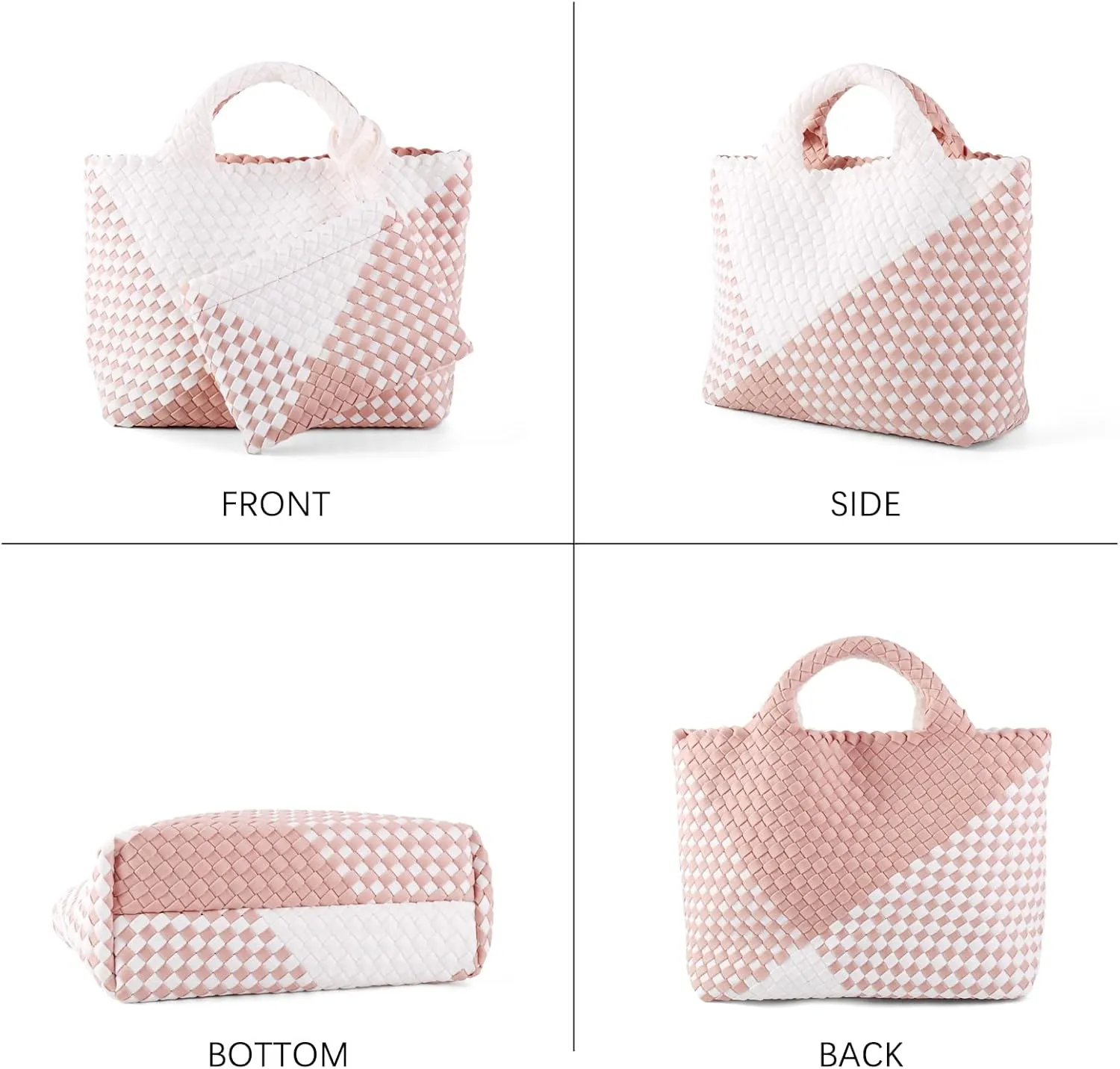Woven Bag for Women Neoprene Tote Bag Summer Beach Travel Handbag and Purse Lightweight Foldable Retro Handmade Shoulder Bag