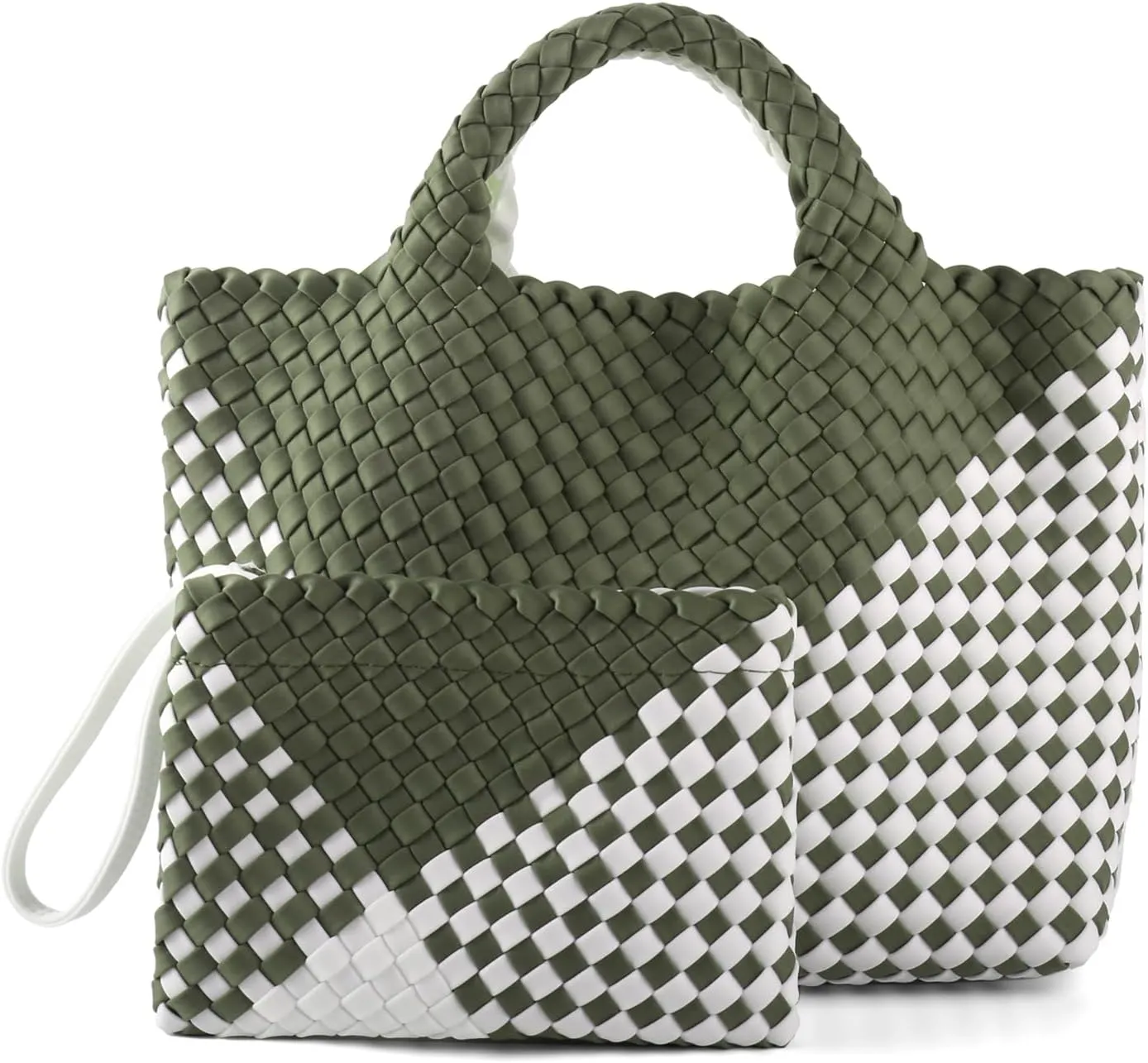 Woven Bag for Women Neoprene Tote Bag Summer Beach Travel Handbag and Purse Lightweight Foldable Retro Handmade Shoulder Bag