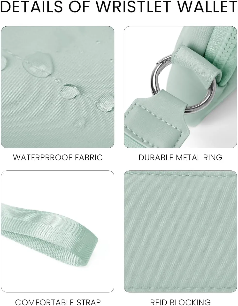 Wristlet Wallets for Women Nylon Quilted Wallet Card Case with ID Window Purses for Women for Travel Clutch Wallet
