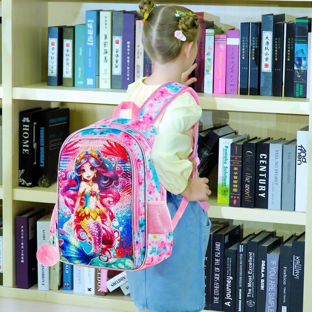 WZLVO Kids Backpack for Girls,Prechool Elementary Kindergarten School Bookbag and Lunch Box
