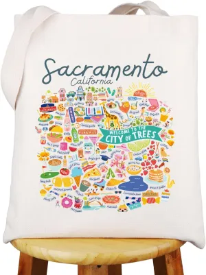 WZMPA California Sacramento Travel Tote Bag Sacramento Souvenir Gift Sacramento City Of Trees Travel Shoulder Bag