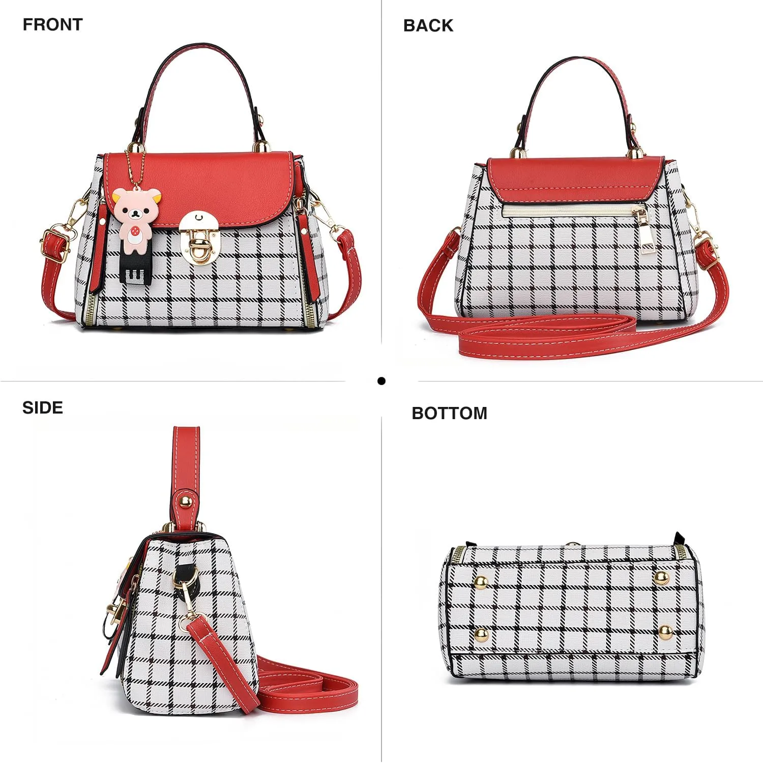 Xiaoyu Small Purses and Handbags for Women Fashion Teenage Girls Crossbody Bag Lightweight Shoulder Bag Plaid Pattern Satchel