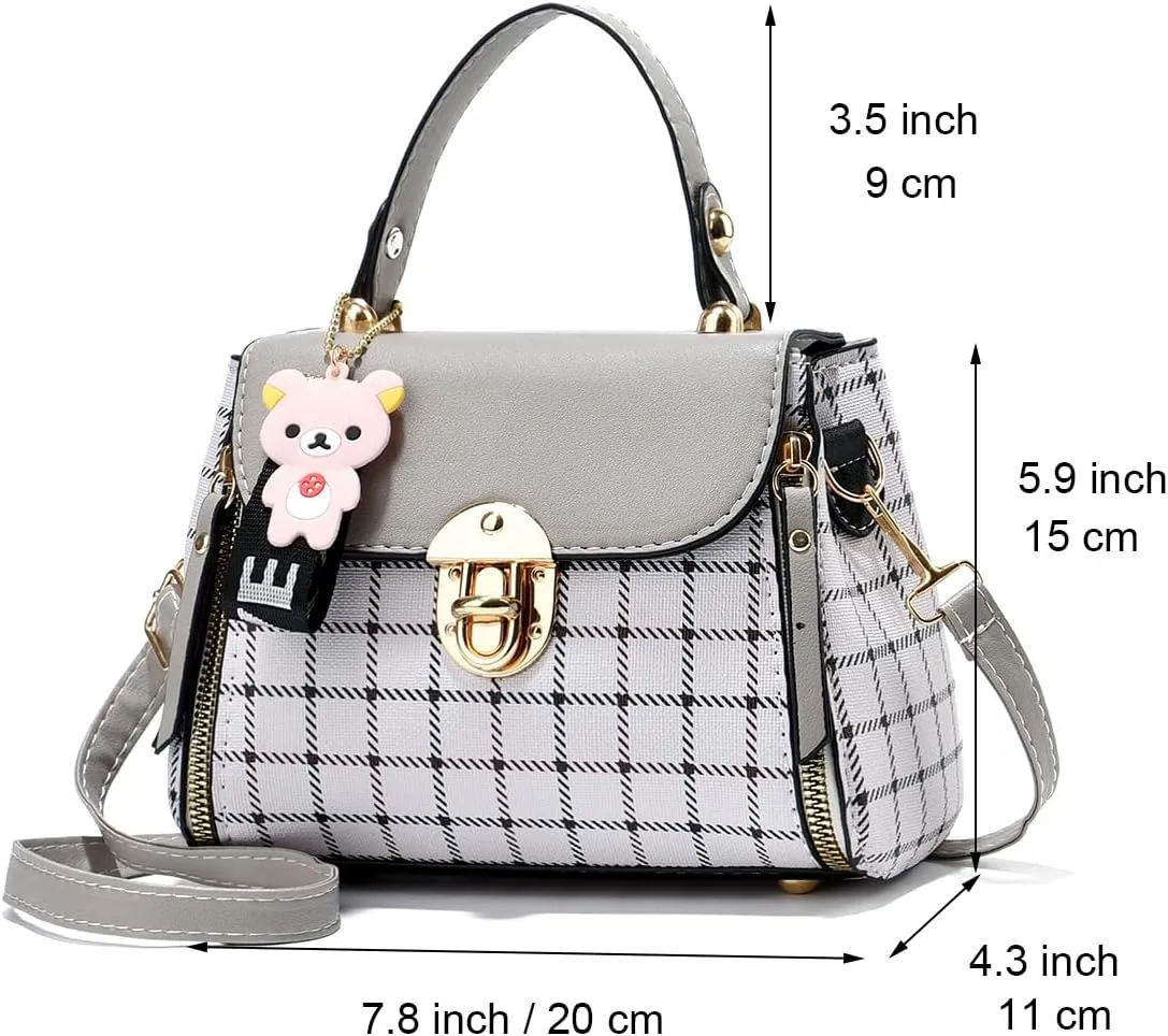 Xiaoyu Small Purses and Handbags for Women Fashion Teenage Girls Crossbody Bag Lightweight Shoulder Bag Plaid Pattern Satchel